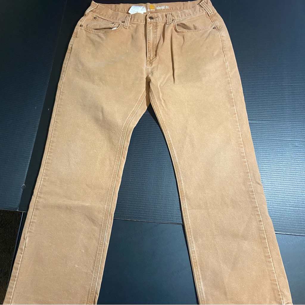Carhartt Relaxed Fit Pants Utility Work Dungarees Duck Brown Vintage Baggy 36